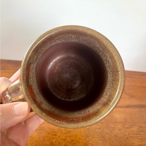 Pottery Mug 16oz Turquoise and Brown/ Signed By Artist 4 1/2” Tall - Picture 9 of 10